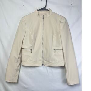 Cache Women's Size 10 Cream Long Sleeve Zip Up Nylon Suit Jacket